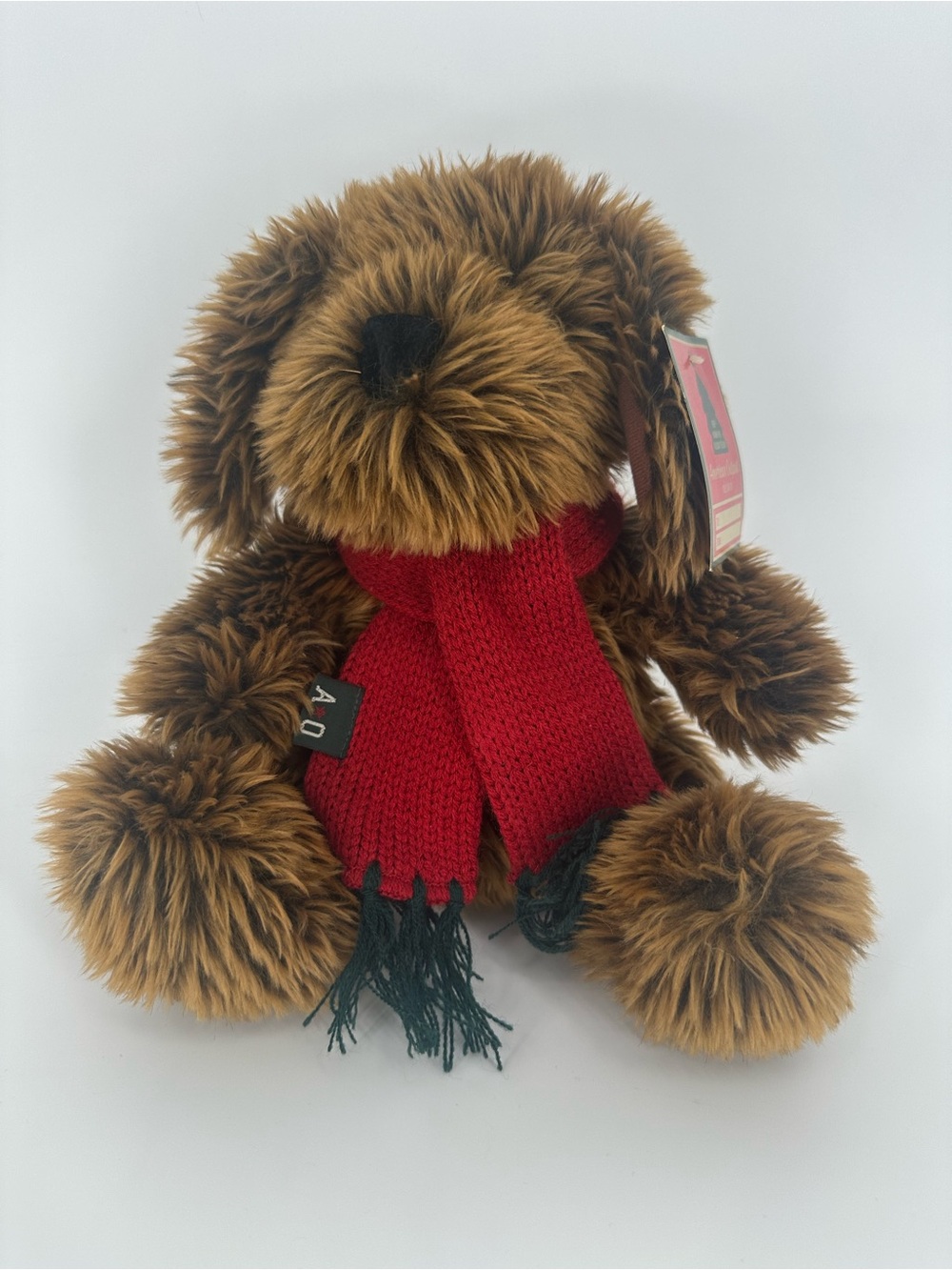 Gund Brown Puppy Dog Plush Animal American Outpost Christmas Scarf Tag 10" Tall